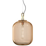 Max Large Pendant - Brushed Brass / Amber Glass