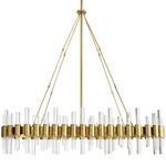 Haskell Oval Chandelier - Antique Brass / Clear