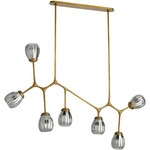 Smyth Linear Chandelier - Antique Brass / Smoke Luster