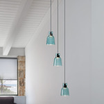 Drip/Drop Multi Light Pendant - Ebony Black / Blue Glass