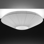 Siam 150 Semi Flush Ceiling Light - Satin Nickel / White Translucent Ribbon
