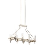 Telan Linear Chandelier - Whitewashed Wood / Polished Chrome / Clear