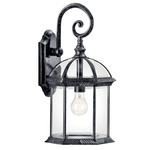 Barrie Outdoor Top Mount LED Scroll Wall Light - Black / Clear