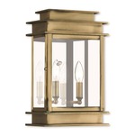 Princeton Outdoor Wall Sconce - Antique Brass / Clear