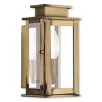 Princeton Box Outdoor Wall Sconce - Antique Brass / Clear