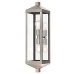 Nyack Outdoor Tall Wall Light - Brushed Nickel / Clear