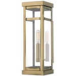 Hopewell Slim Outdoor Wall Light - Antique Brass / Clear