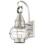 Newburyport Outdoor Wall Sconce - Brushed Nickel / Clear