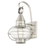 Newburyport Outdoor Wall Sconce - Brushed Nickel / Clear