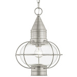 Newburyport Outdoor Pendant - Brushed Nickel / Clear