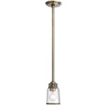 Lawrenceville Mini Pendant - Antique Brass / Clear Seeded