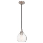 Signature 40601/15 Pendant - Brushed Nickel / Clear Seeded