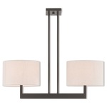 Hayworth Drum Linear Chandelier - Bronze / Oatmeal