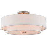 Claremont Nickel Semi Flush Ceiling Light Fixture - Brushed Nickel / Off White