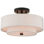 Claremont Semi Flush Ceiling Light - English Bronze / Oatmeal