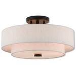 Claremont Semi Flush Ceiling Light - English Bronze / Oatmeal