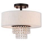 Carlisle Semi Flush Ceiling Light - English Bronze / Oatmeal