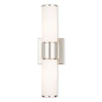 Weston Double Bathroom Vanity Light - Polished Nickel / Satin Opal White