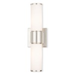 Weston Double Bathroom Vanity Light - Polished Nickel / Satin Opal White
