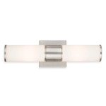 Weston Double Bathroom Vanity Light - Brushed Nickel / Satin Opal White