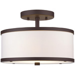 Park Ridge Semi Flush Ceiling Light - Bronze / Off White Fabric