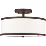 Park Ridge Semi Flush Ceiling Light - Bronze / Off White Fabric