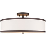 Park Ridge Semi Flush Ceiling Light - Bronze / Off White Fabric