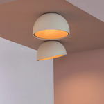 Duo Inverted Bowl Ceiling Light Fixture - Matte Cream
