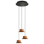 Maine R40S.3 Round Multi-Light Pendant - Black / Copper