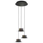 Maine R40S.3 Round Multi-Light Pendant - Black / Black