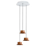 Maine R40S.3 Round Multi-Light Pendant - White / Copper