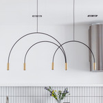 Volta Linear Multi-Light Pendant - White Canopy / Gold