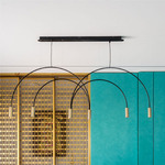 Volta Linear Triple Pendant - Black Canopy / Gold