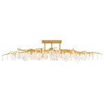 Forest Light Semi Flush Ceiling Light - Washed Lucerne Gold / Crystal