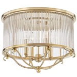 Glass No.1 Semi Flush Ceiling Light - Aged Brass / Clear