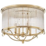 Glass No.1 Semi Flush Ceiling Light - Aged Brass / Clear