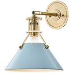 Painted No.2 Wall Sconce - Aged Brass / Blue Bird