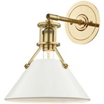 Painted No.2 Wall Sconce - Aged Brass / Off White