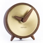 Atomo Table Clock - Polished Brass / Walnut