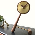 Mini Puntero Table Clock - Polished Brass / Walnut