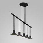 Suspenders Linear Pendant with Reflector Lights - Satin Black