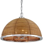 Carayes Pendant - Stainless Steel / Natural Rattan