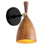 Utopia Wall Light - Black / Acacia Wood