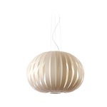 Poppy Pendant - Brushed Nickel / Ivory White Wood