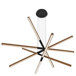 Pix Sticks Tie Stix Wood Warm Dim Suspension with Power - Satin Black / Wood Cherry