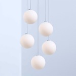 Glass 120 Multi Light Pendant - Brushed Aluminum / Matte Opal