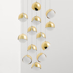 Ohm Round Multi Light Pendant - Polished Brass / Matte Opal