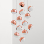 Ohm Round Multi Light Pendant - Polished Copper / Matte Opal