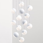 Ohm Round Multi Light Pendant - Matte White Sandtex / Matte Opal