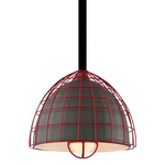 Bird Cage Pendant - Red / Textured Bronze